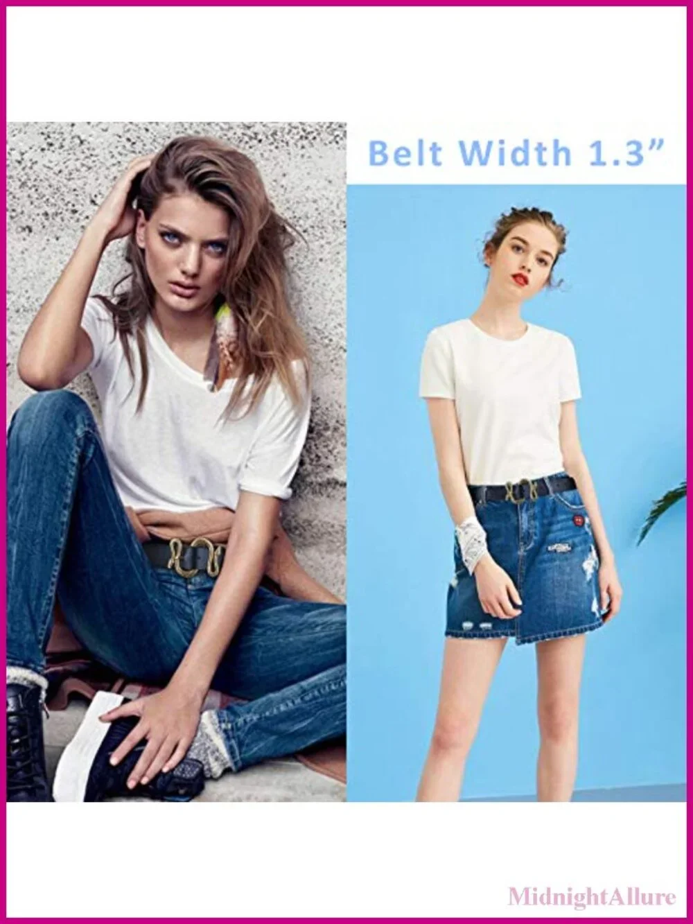 Women PU Leather Snake Buckle Belt Waist Belt